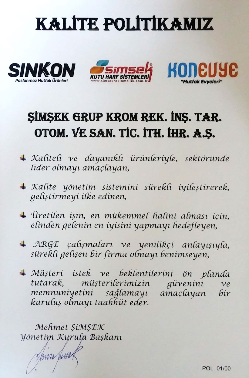 Kalite Politikamız